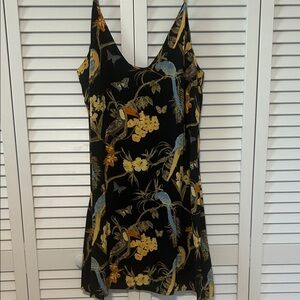 Reformation Black Bird Print Mini Dress